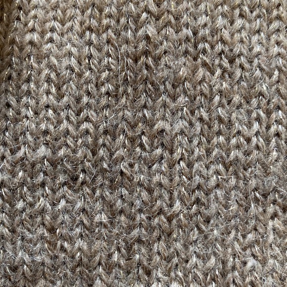 JCrew camel tan brown sparkle glitter sweater V-neck medium - Picture 3 of 4